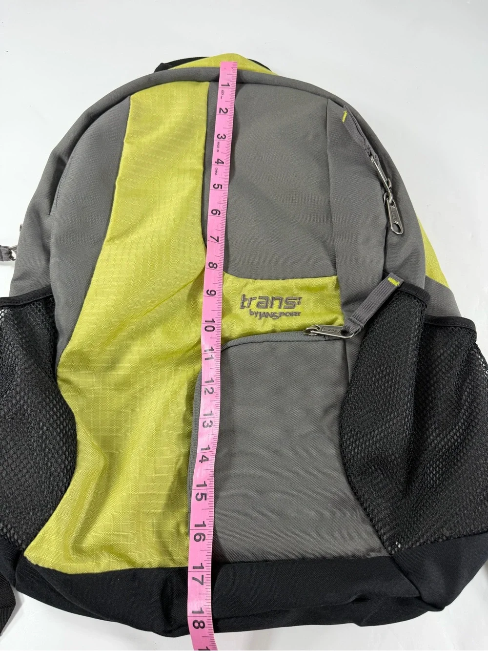Trans by JanSport Y2K Lime Green Gray Colorblock Backpack School Hiking Daypack